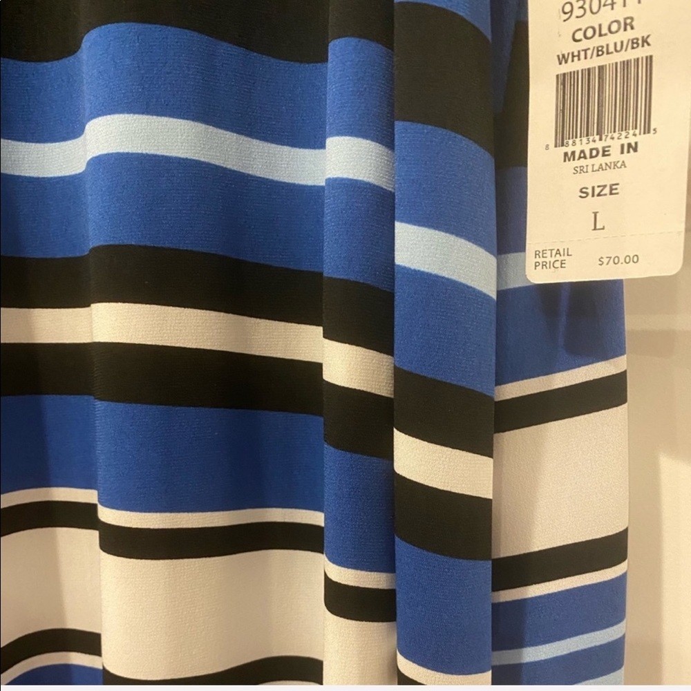 MSK Striped Blue, White and Black Shift Dress in Size Large - Picture 11 of 16